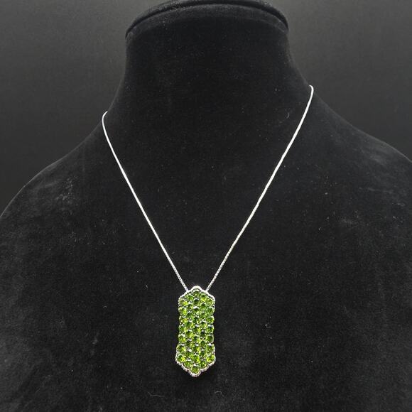 JTV Jewelry - HT Designer Peridot Pendant Necklace 925 Sterling Silver Green Gemstones
